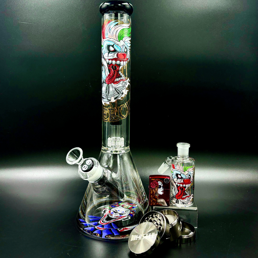 Cheech Glass 12mm Joker Decal 4lb Beaker 16" Airdrie Vape SuperStore and Bong Shop Alberta Canada