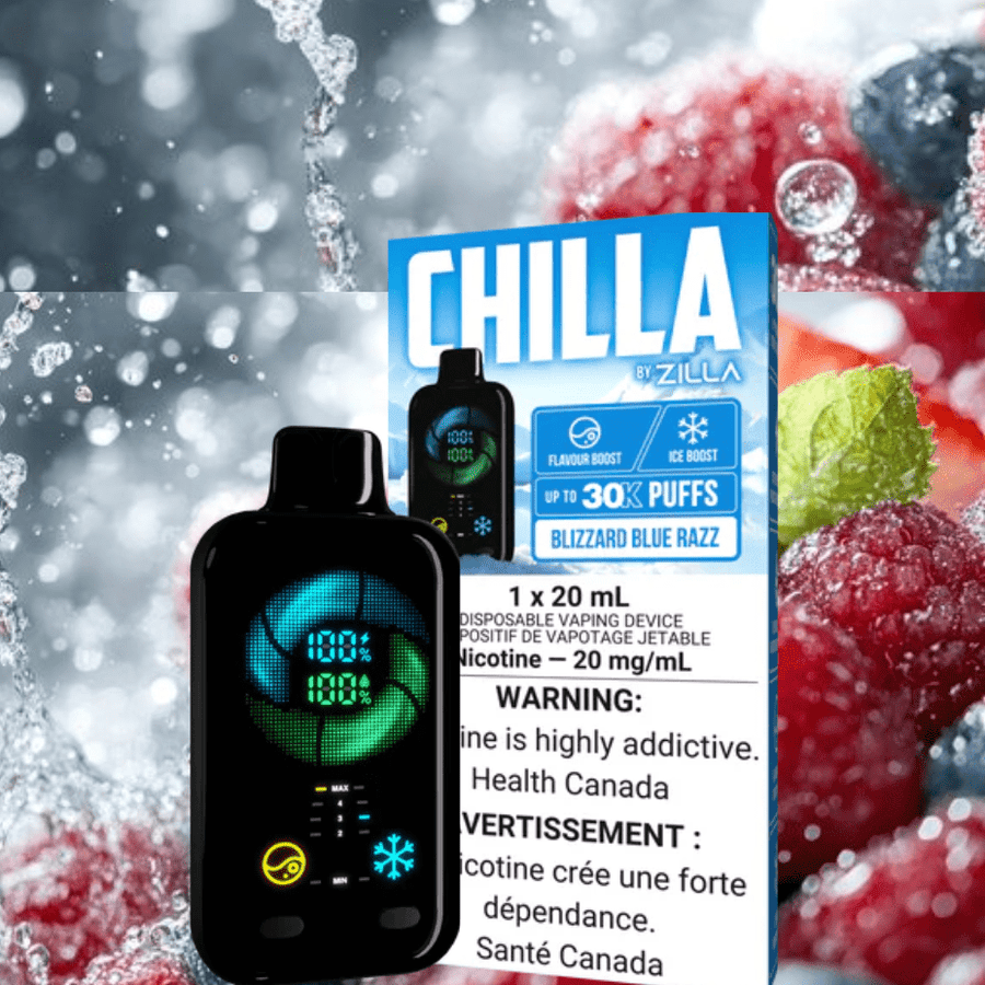 Chilla by Zilla 30k Disposable Vape-Blizzard Blue Razz 50000 Puff / 20mg Airdrie Vape SuperStore and Bong Shop Alberta Canada