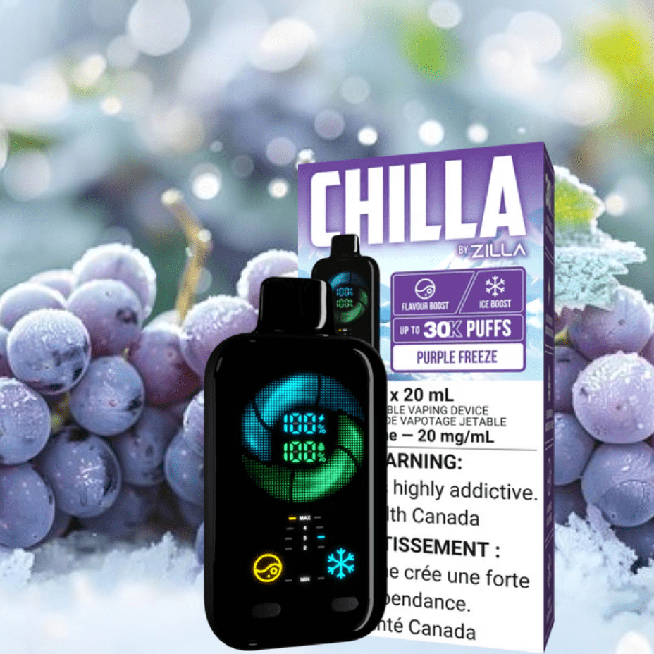 Chilla by Zilla 30k Disposable Vape-Purple Freeze 50000 Puff / 20mg Airdrie Vape SuperStore and Bong Shop Alberta Canada