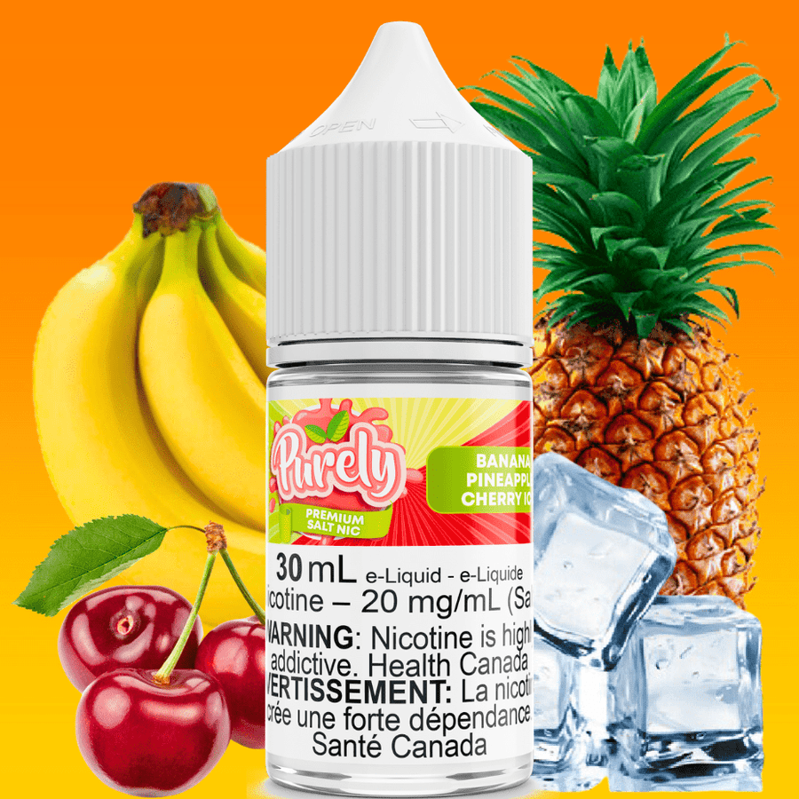 Banana Pineapple Cherry Ice Salt Nic by Purely E-Liquid Airdrie Vape SuperStore and Bong Shop Alberta Canada