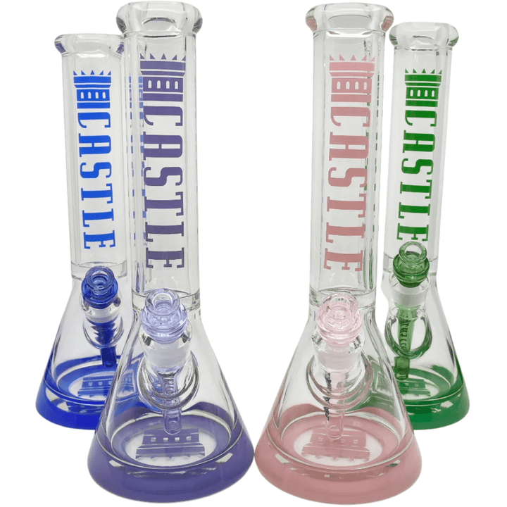 Castle Glassworks 14" 9mm Logo Beaker Bongs- Assorted Airdrie Vape SuperStore and Bong Shop Alberta Canada