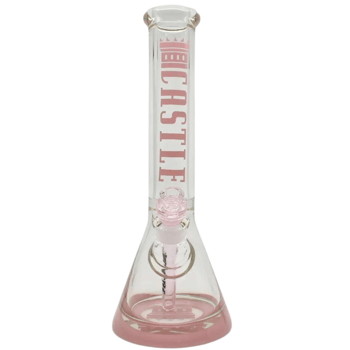 Castle Glassworks 14" 9mm Logo Beaker Bongs- Assorted Pink Airdrie Vape SuperStore and Bong Shop Alberta Canada