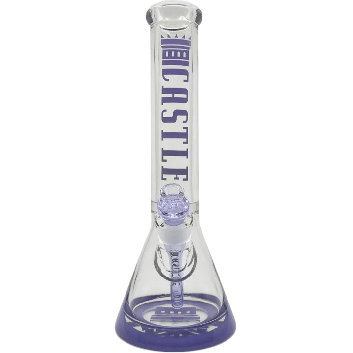 Castle Glassworks 14" 9mm Logo Beaker Bongs- Assorted Purple Airdrie Vape SuperStore and Bong Shop Alberta Canada