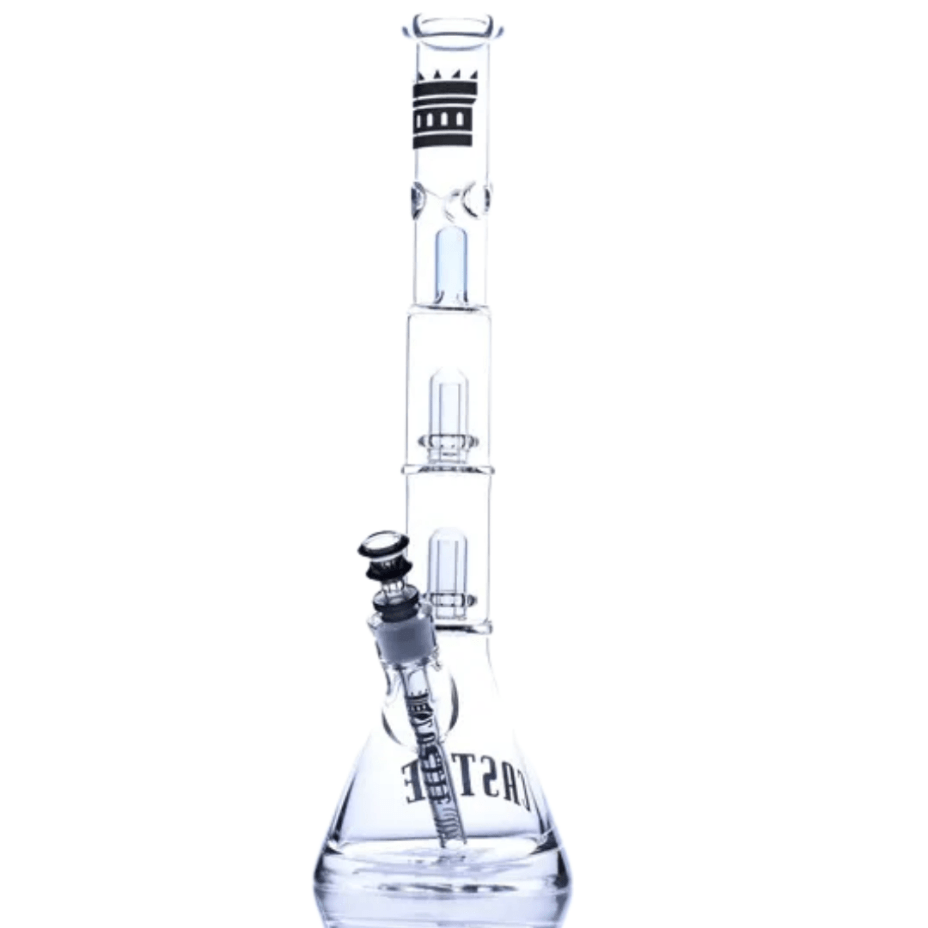 Castle Glassworks 17" Double Showerhead Beaker Grey Airdrie Vape SuperStore and Bong Shop Alberta Canada