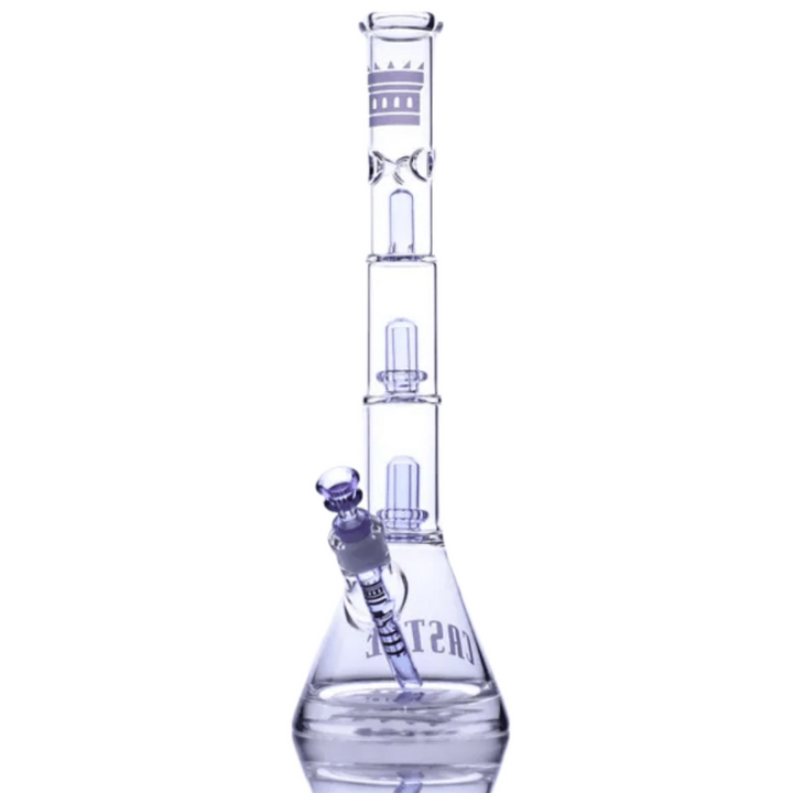 Castle Glassworks 17" Double Showerhead Beaker Purple Airdrie Vape SuperStore and Bong Shop Alberta Canada