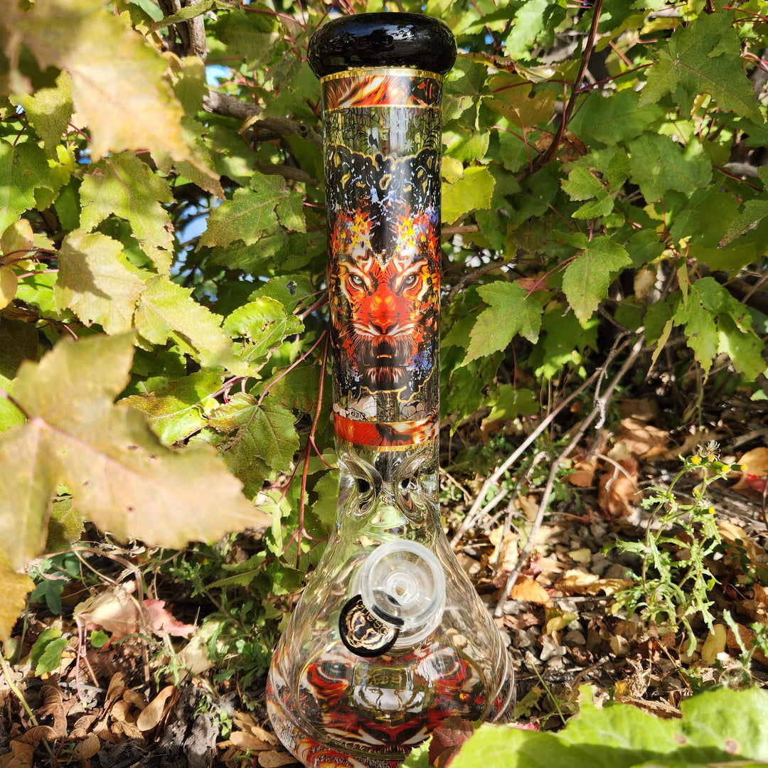 Cheech Glass 13" Tiger Decal Beaker w/ 12mm Base Airdrie Vape SuperStore and Bong Shop Alberta Canada