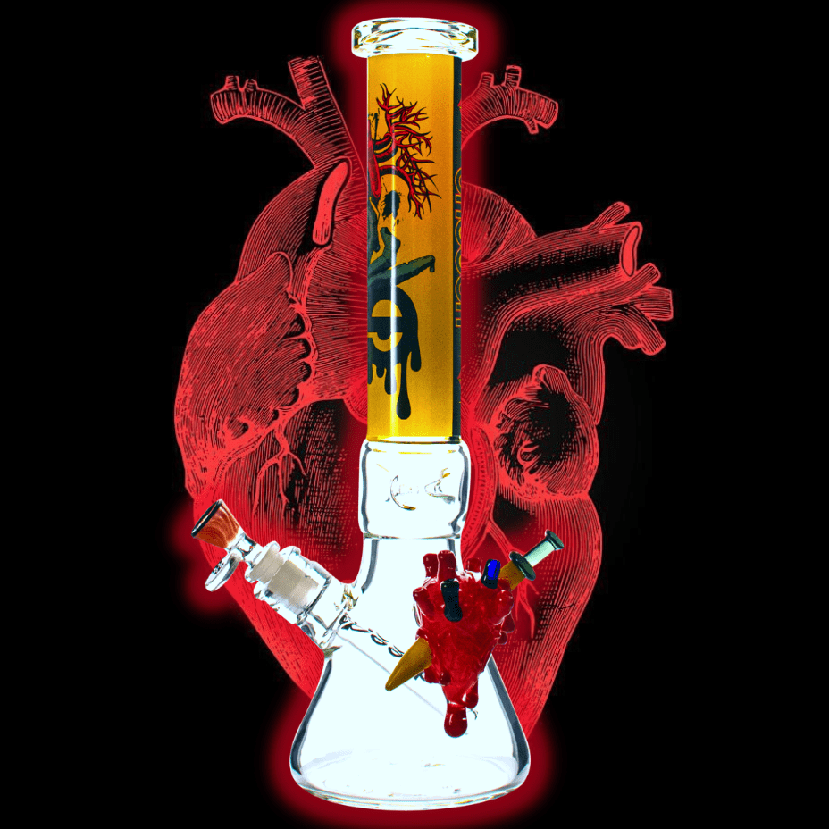 Cheech Glass 7mm Pierce Your Heart Beaker 15" 7mm Airdrie Vape SuperStore and Bong Shop Alberta Canada