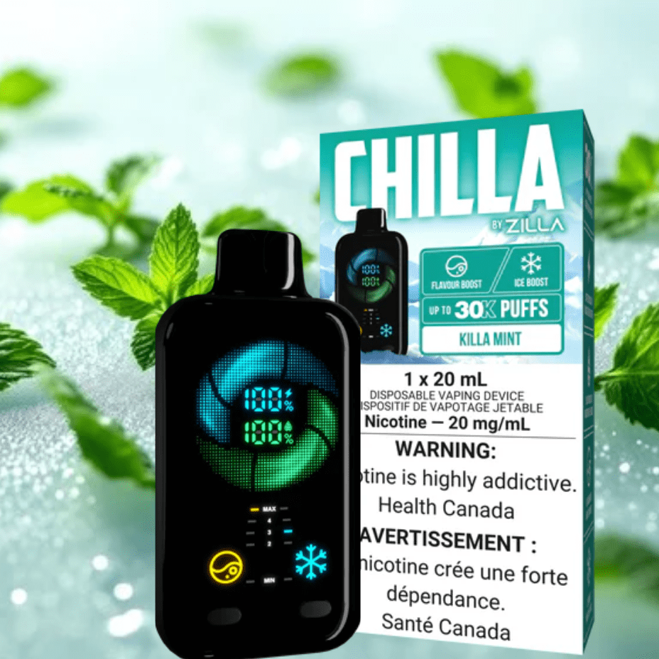 Chilla by Zilla 30k Disposable Vape-Killa Mint 50000 Puff / 20mg Airdrie Vape SuperStore and Bong Shop Alberta Canada