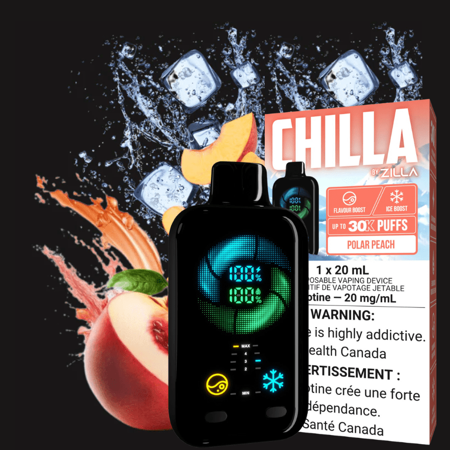 Chillin by Zilla 30k Disposable Vape-Polar Peach Ice 50000 Puff / 20mg Airdrie Vape SuperStore and Bong Shop Alberta Canada