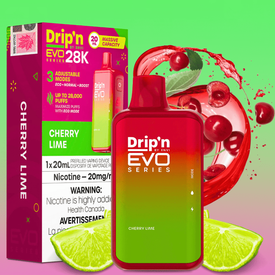 Drip'n by Envi EVO 28k Disposable Vape-Cherry Lime 28000 Puffs / 20mg Airdrie Vape SuperStore and Bong Shop Alberta Canada