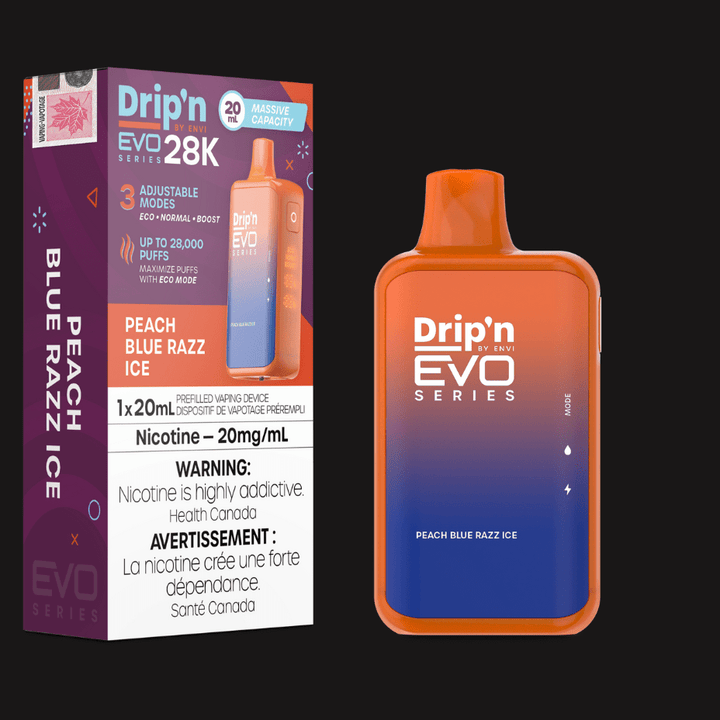 Drip'n by Envi EVO 28k Disposable Vape-Peach Blue Razz Ice 28000 Puffs / 20mg Airdrie Vape SuperStore and Bong Shop Alberta Canada