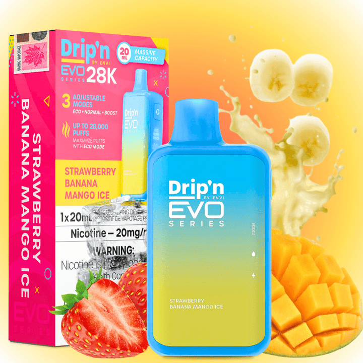 Drip'n by Envi EVO 28k Disposable Vape-Strawberry Banana Mango 28000 Puffs / 20mg Airdrie Vape SuperStore and Bong Shop Alberta Canada