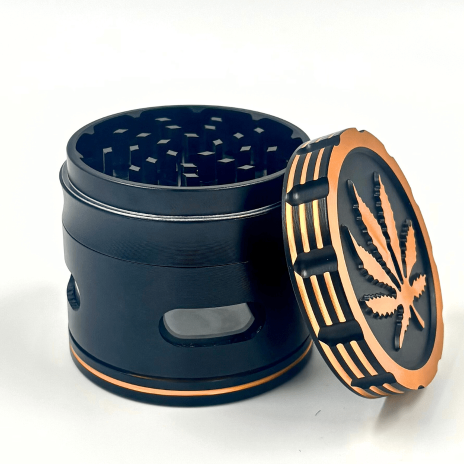 Embossed Leaf 4-Piece Aluminum Grinder-60mm Airdrie Vape SuperStore and Bong Shop Alberta Canada