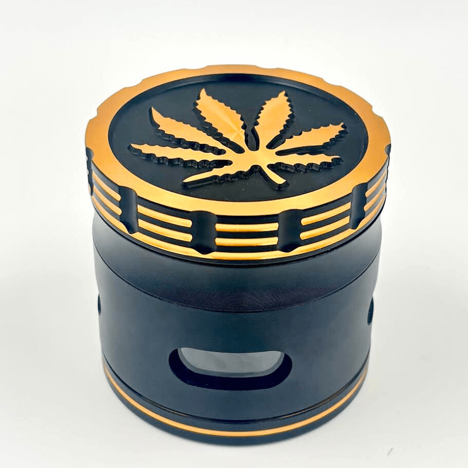 Embossed Leaf 4-Piece Aluminum Grinder-60mm Airdrie Vape SuperStore and Bong Shop Alberta Canada