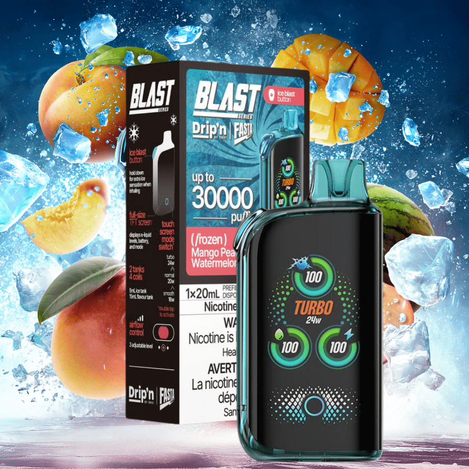 Envi Drip'n Fasta Blast 30K Disposable Vape-Mango Peach Watermelon Disposable / 30000 Puffs / 20mg Airdrie Vape SuperStore and Bong Shop Alberta Canada