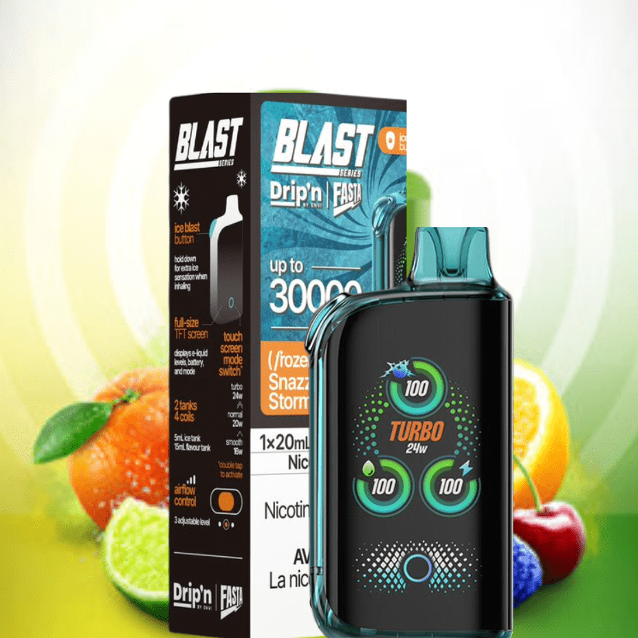 Envi Drip'n Fasta Blast 30K Disposable Vape-Snazzy S Storm Disposable / 30000 Puffs / 20mg Airdrie Vape SuperStore and Bong Shop Alberta Canada