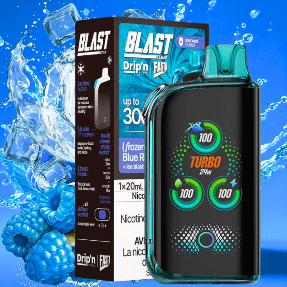 Envi Drip'n x Fasta Blast 30K Disposable Vape-Blue Raspberry Ice 20mg / 30000 Puffs Airdrie Vape SuperStore and Bong Shop Alberta Canada