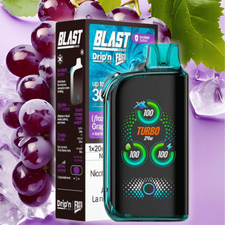 Envi Drip'n x Fasta Blast 30K Disposable Vape-Grape Ice 20mg / 30000 Puffs Airdrie Vape SuperStore and Bong Shop Alberta Canada