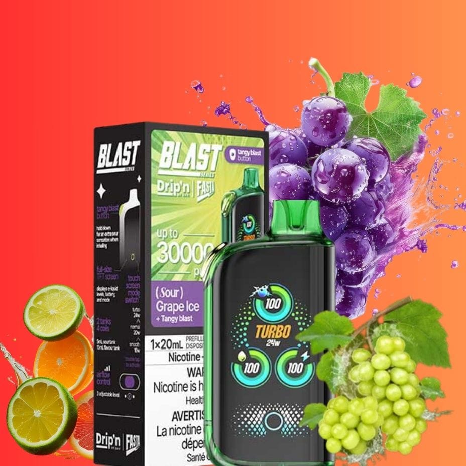 Envi Drip'n x Fasta Blast 30K Disposable Vape-Sour Grape Ice 30000 Puffs Airdrie Vape SuperStore and Bong Shop Alberta Canada