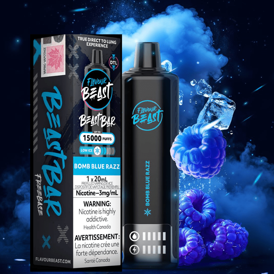 Flavour Beast Beast Bar 15k Disposable Vape-Bomb Blue Razz 3mg / 15000 Puffs Airdrie Vape SuperStore and Bong Shop Alberta Canada