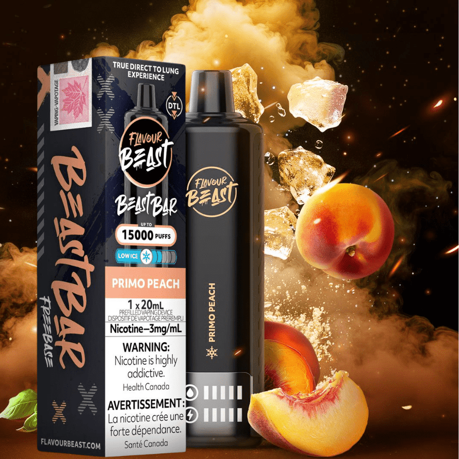 Flavour Beast Beast Bar 15k Disposable Vape-Primo Peach 3mg / 15000 Puffs Airdrie Vape SuperStore and Bong Shop Alberta Canada