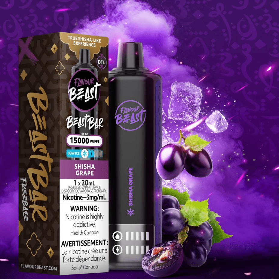 Flavour Beast Beast Bar 15k Disposable Vape-Shisha Grape 3mg / 15000 Puffs Airdrie Vape SuperStore and Bong Shop Alberta Canada