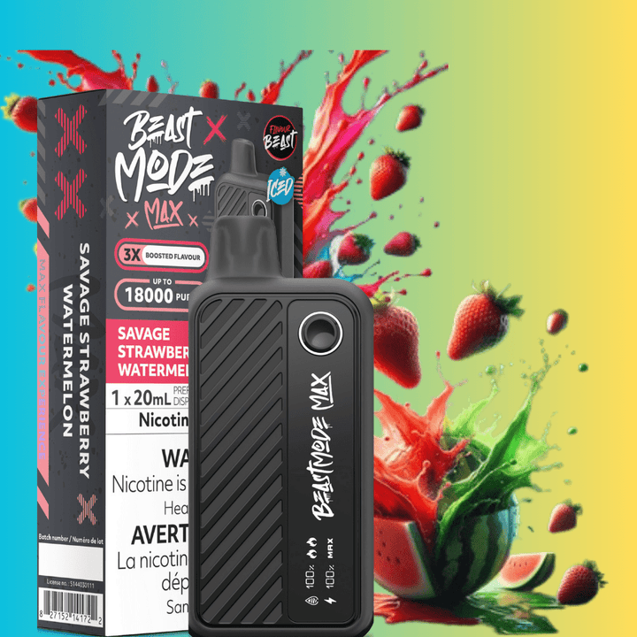 Flavour Beast Beast Mode Max 18k Disposable-Savage Strawberry Watermelon 20ml / 18000 Puffs Airdrie Vape SuperStore and Bong Shop Alberta Canada