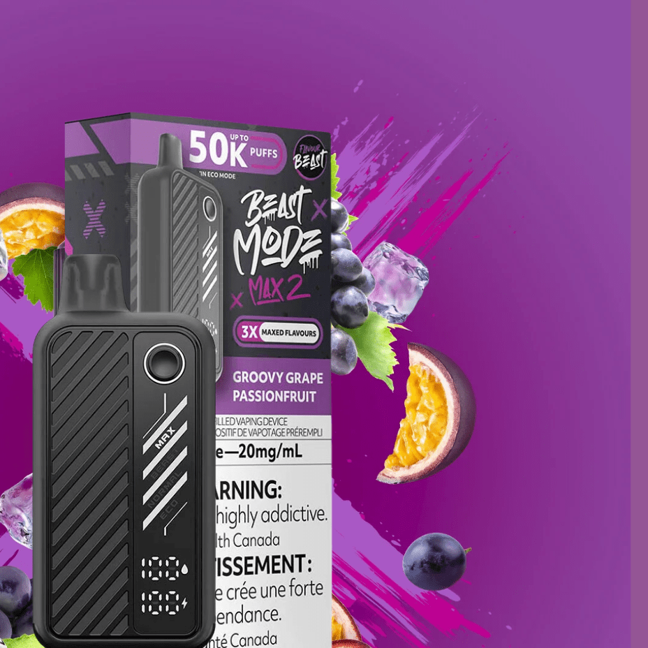 Flavour Beast Max 2 Disposable Vape-Groovy Grape Passionfruit Iced Airdrie Vape SuperStore and Bong Shop Alberta Canada