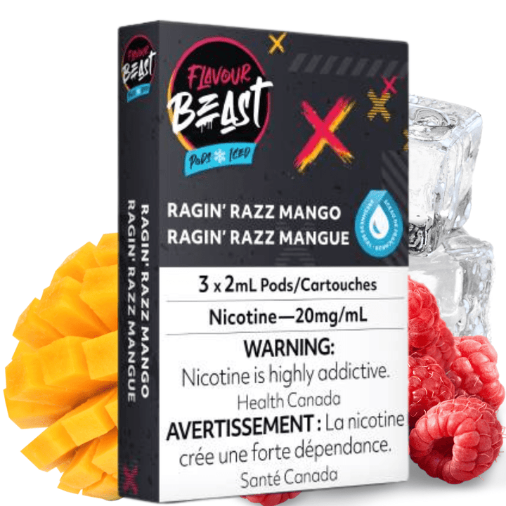 Flavour Beast Pods Ragin' Razz Mango (S-Compatible) 20mg / 3 x 2ml Airdrie Vape SuperStore and Bong Shop Alberta Canada