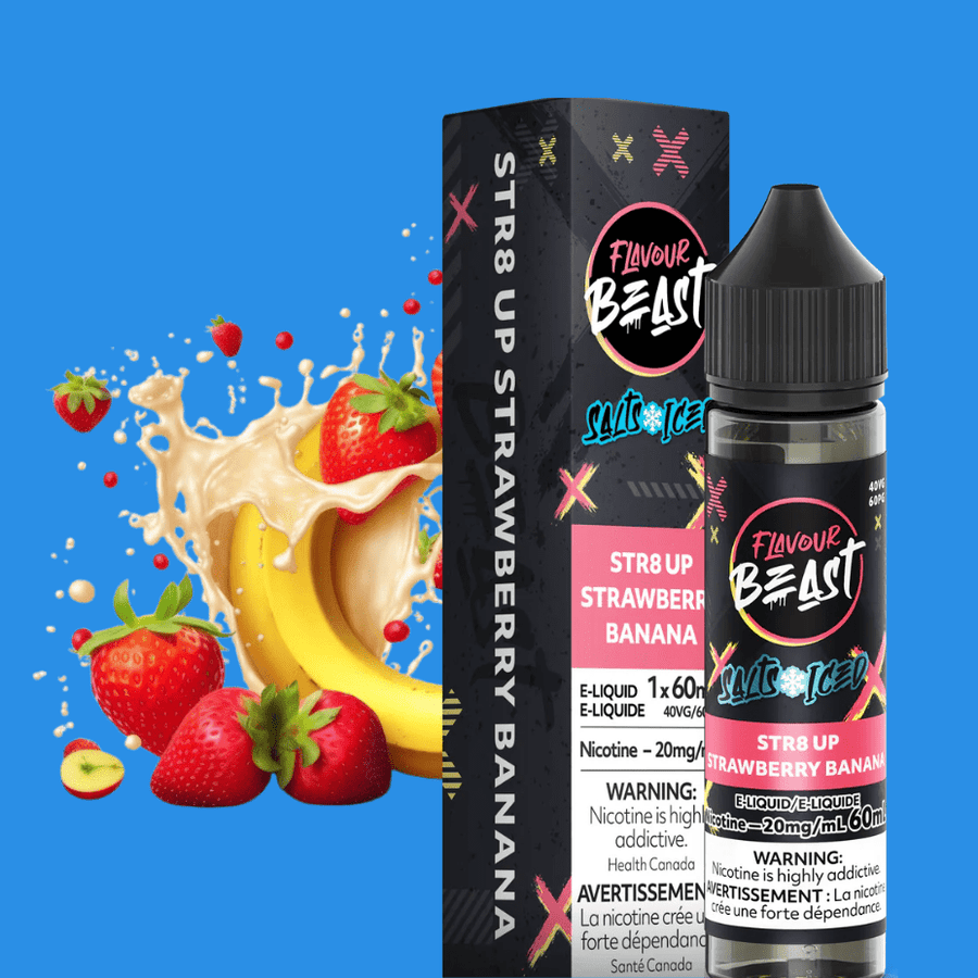 Flavour Beast Salt-STR8up Strawberry Banana ICED-60ml 60ml / 20mg Airdrie Vape SuperStore and Bong Shop Alberta Canada