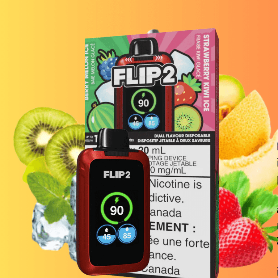 Flip Bar 2 Disposable Vape- Berry Melon Ice and Strawberry Kiwi Ice 11000 Puffs Airdrie Vape SuperStore and Bong Shop Alberta Canada