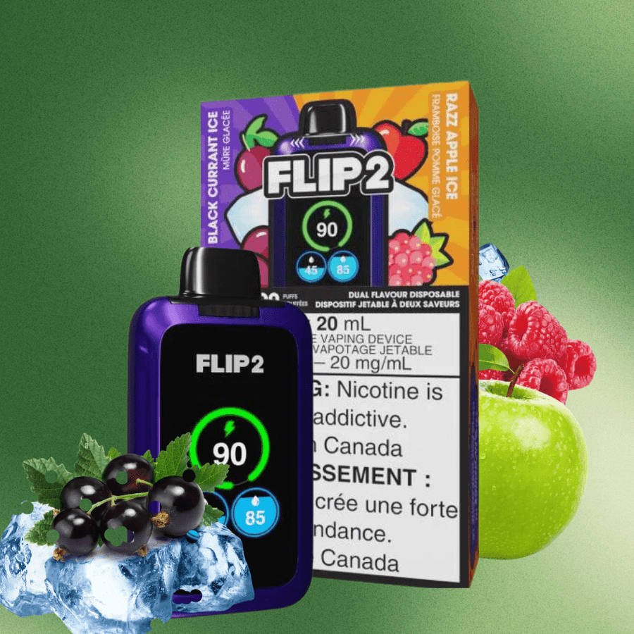 Flip Bar 2 Disposable Vape- Black Currant Ice and Razz Apple Ice 11000 Puffs Airdrie Vape SuperStore and Bong Shop Alberta Canada