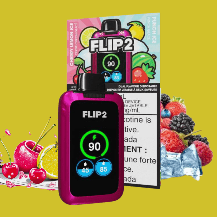 Flip Bar 2 Disposable Vape-Cherry Lemon & Punch Ice 11000 Puffs Airdrie Vape SuperStore and Bong Shop Alberta Canada
