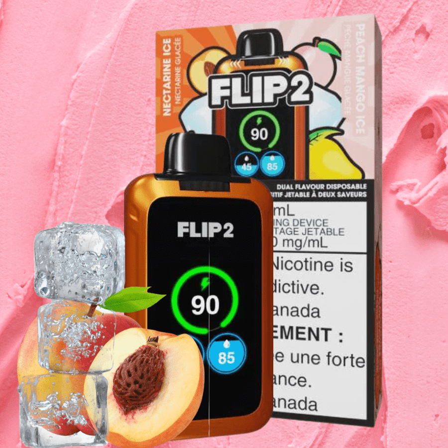 Flip Bar 2 Disposable Vape- Nectarine Ice & Peach Mango Ice 11000 Puffs Airdrie Vape SuperStore and Bong Shop Alberta Canada