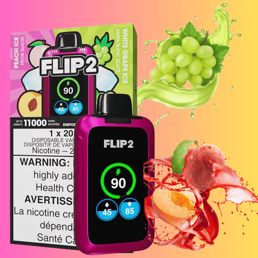 FLIP BAR Disposables 11000 Puffs Flip Bar 2 Disposable Vape-Peach Ice and White Grape Ice - Airdrie Vape SuperStore and Bong Shop
