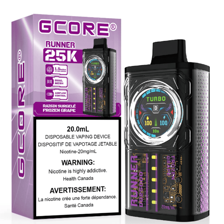 GCORE Runner 25K Disposable Vape - Frozen Grape 20mg / 25000 Puffs Airdrie Vape SuperStore and Bong Shop Alberta Canada