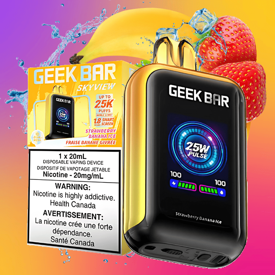 Geek Bar Skyview 25K Disposable Vape - Strawberry Banana Ice 25000 Puffs / 20mg Airdrie Vape SuperStore and Bong Shop Alberta Canada