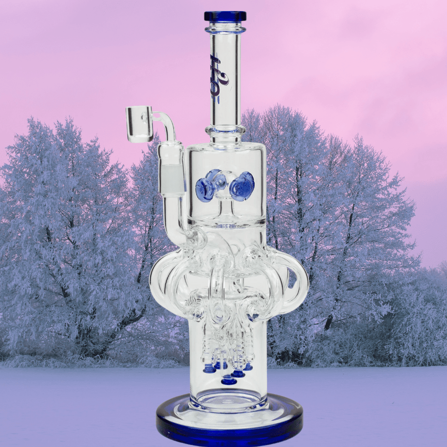 H2O Glass 7mm Dab Big Rig w/ 4 Rocket Percs-20" Blue Airdrie Vape SuperStore and Bong Shop Alberta Canada