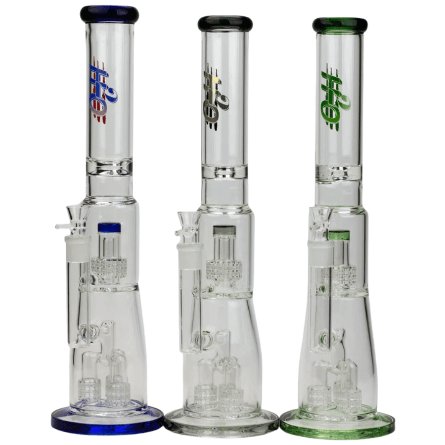 H2O Glass Layered Bong w/ Dome Perc & Triple Matrix Perc-17.5" Black Airdrie Vape SuperStore and Bong Shop Alberta Canada