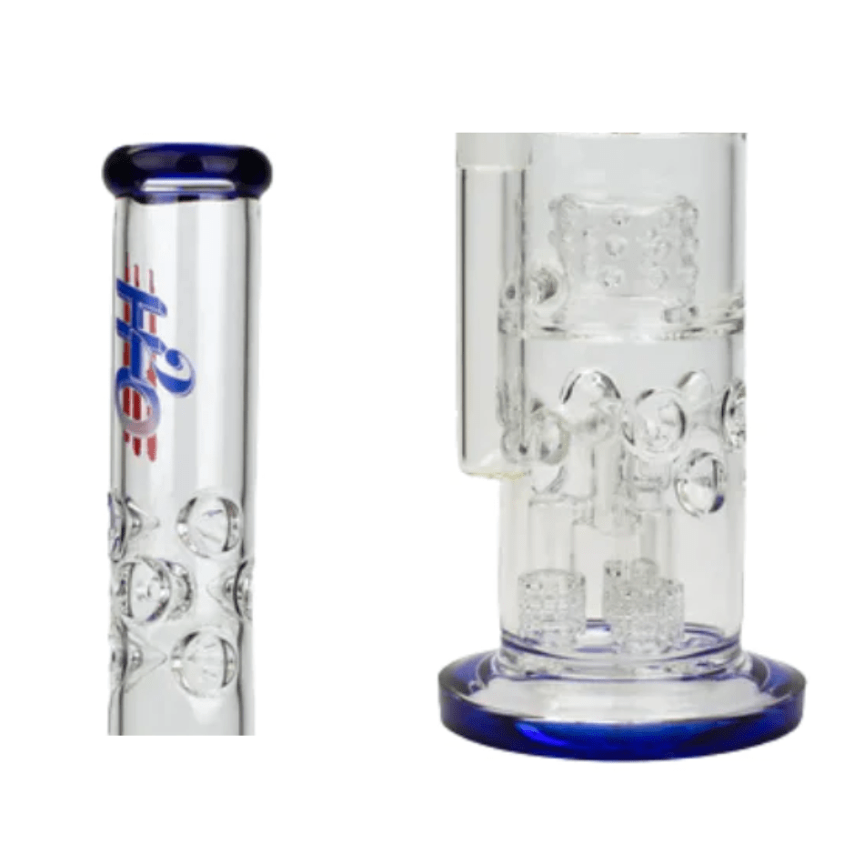 H2O Glass Quad Perc Bubbler Tube-19" Blue Airdrie Vape SuperStore and Bong Shop Alberta Canada