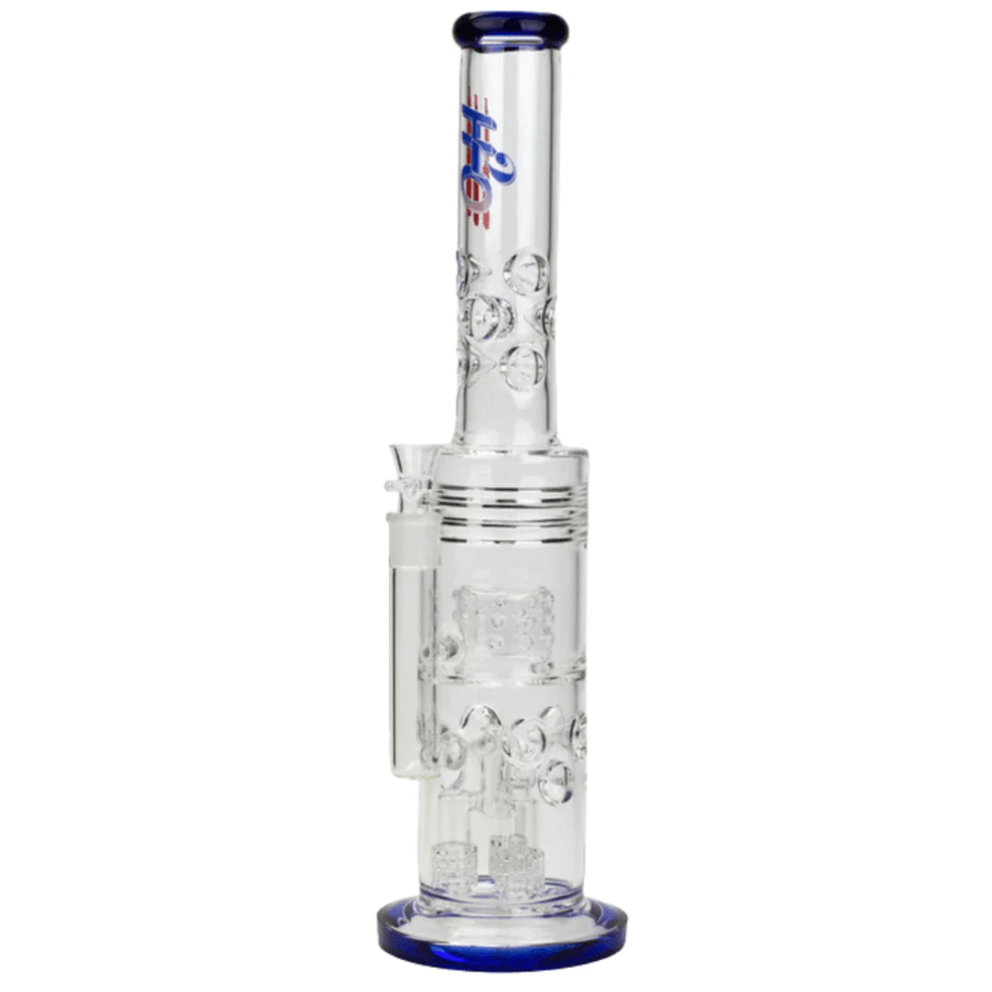 H2O Glass Quad Perc Bubbler Tube-19" Blue Airdrie Vape SuperStore and Bong Shop Alberta Canada