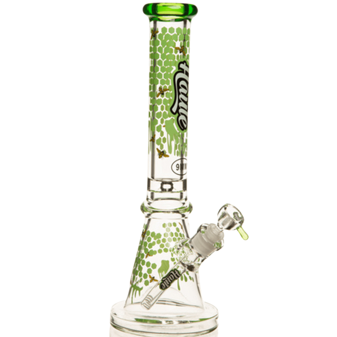 Haute 9mm Honeycomb Bong-17" Green Airdrie Vape SuperStore and Bong Shop Alberta Canada