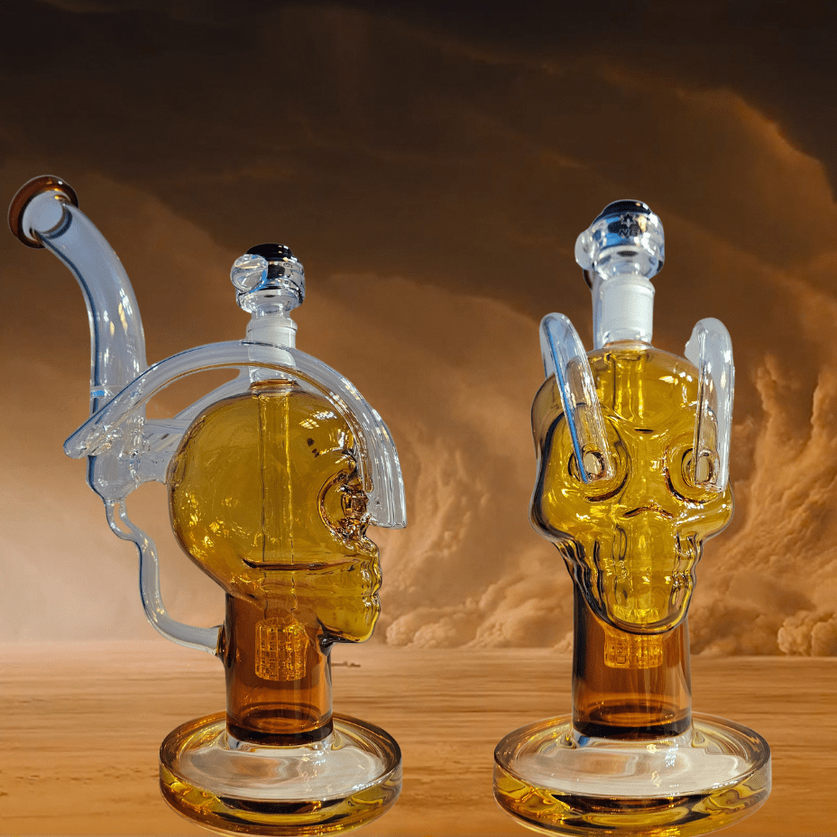 High Class Glass 7mm Amber Skull Bong Amber Airdrie Vape SuperStore and Bong Shop Alberta Canada