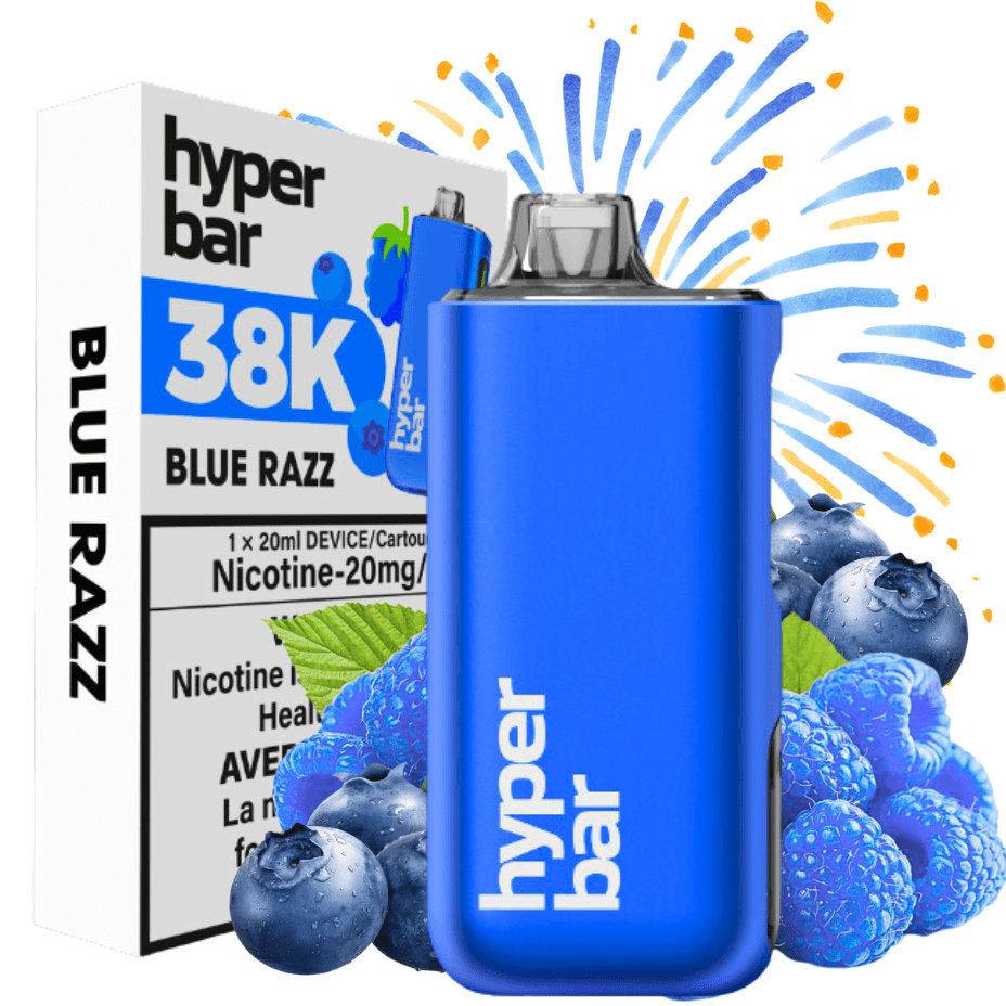 Hyper Bar BE38000 Disposable Vape-Blue Razz 38000 Puffs / 20mg Airdrie Vape SuperStore and Bong Shop Alberta Canada