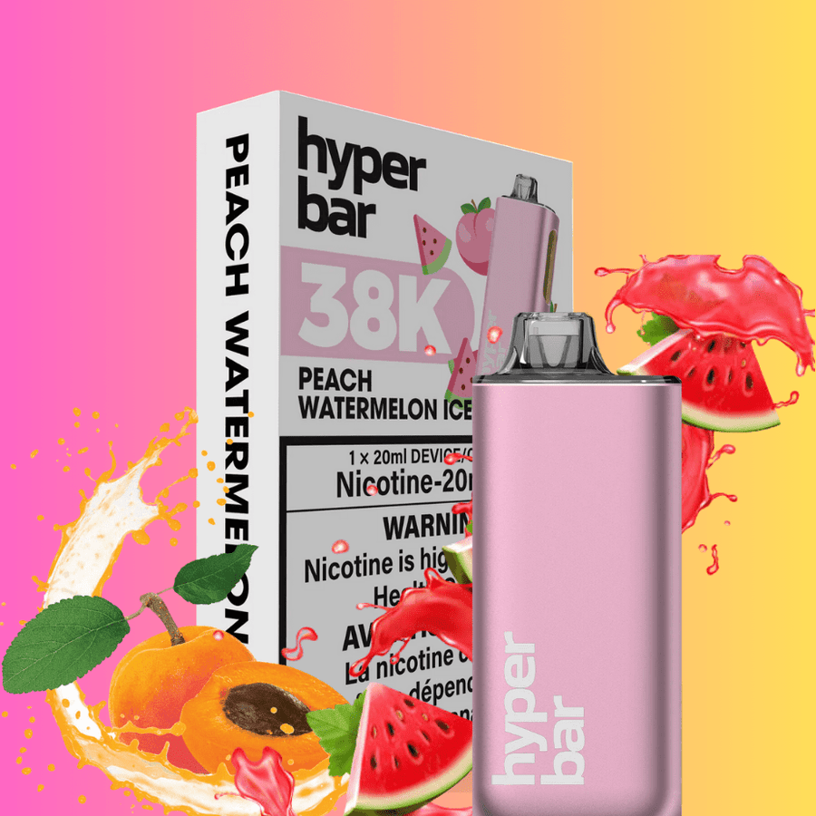 Hyper Bar BE38000 Disposable Vape-Peach Watermelon Ice 38000 Puffs / 20mg Airdrie Vape SuperStore and Bong Shop Alberta Canada