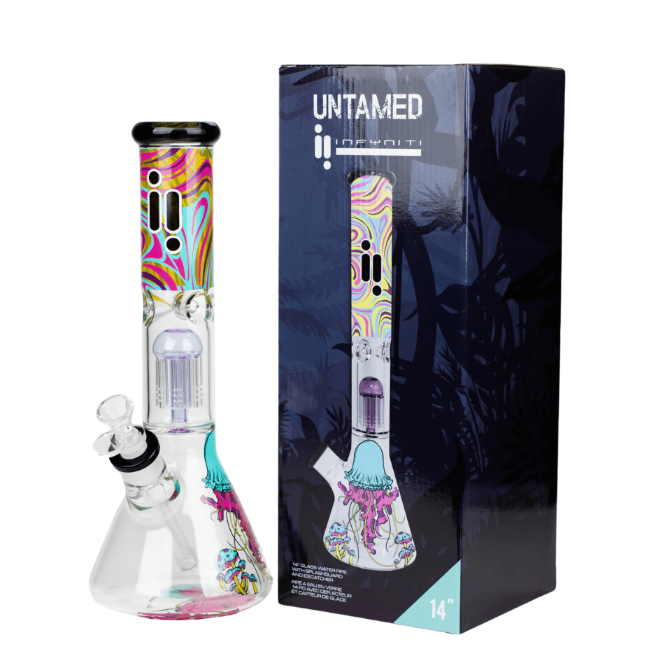 Infyniti 7mm Jellyfish Beaker w/tree-arm perc-14" 7mm Airdrie Vape SuperStore and Bong Shop Alberta Canada