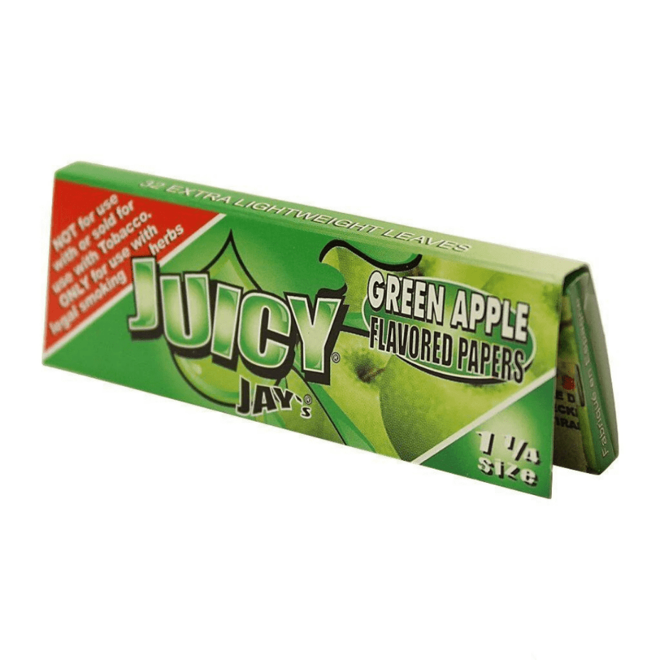 Juicy Jay's Green Apple Flavoured Rolling Papers 1 1/4 1¼ / Green Apple Airdrie Vape SuperStore and Bong Shop Alberta Canada