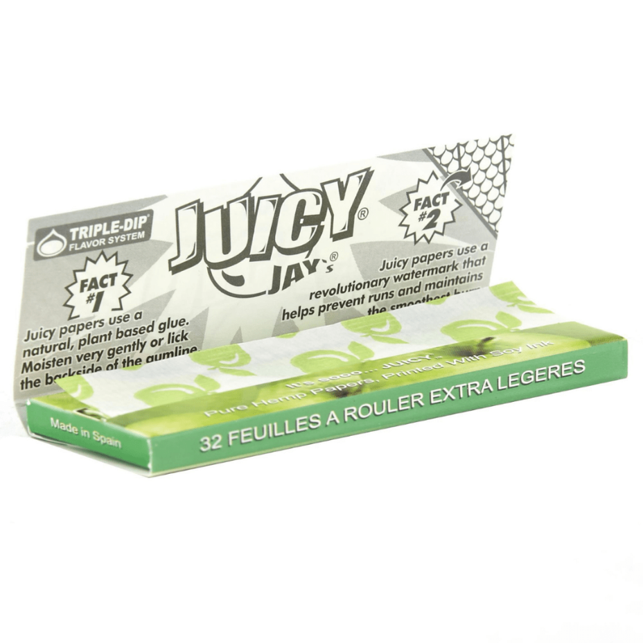 Juicy Jay's Green Apple Flavoured Rolling Papers 1 1/4 1¼ / Green Apple Airdrie Vape SuperStore and Bong Shop Alberta Canada