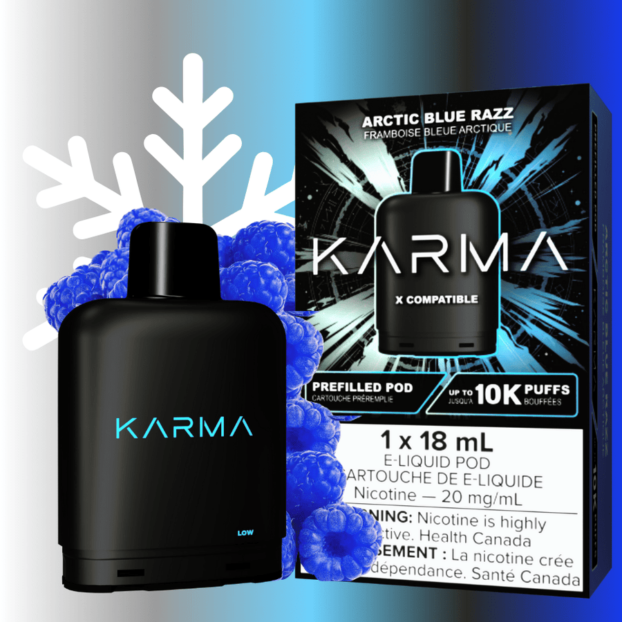 Karma 10k Puff Pod-Arctic Blue Razz 18ml / 20mg Airdrie Vape SuperStore and Bong Shop Alberta Canada