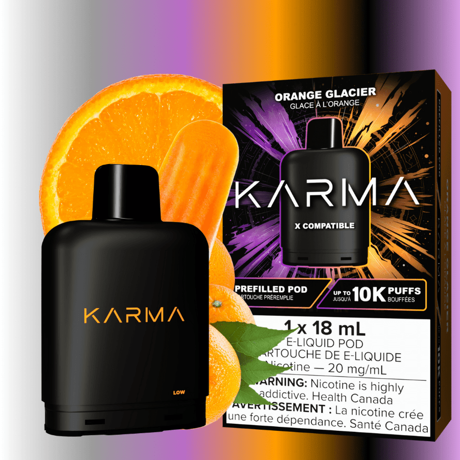 Karma 10k Puff Pod-Orange Glacier 18ml / 20mg Airdrie Vape SuperStore and Bong Shop Alberta Canada